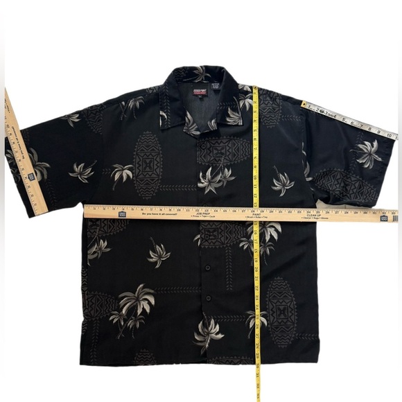 Silver Point Hawaiian Short Sleeve Shirt – Black & Gray Palm Print – Size Large - Picture 6 of 9